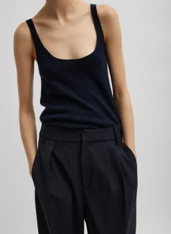 Tibi Washable Cashmere Tank Sweater Navy