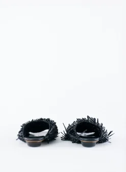 Outlet Tibi Woodward Raffia Flat Black